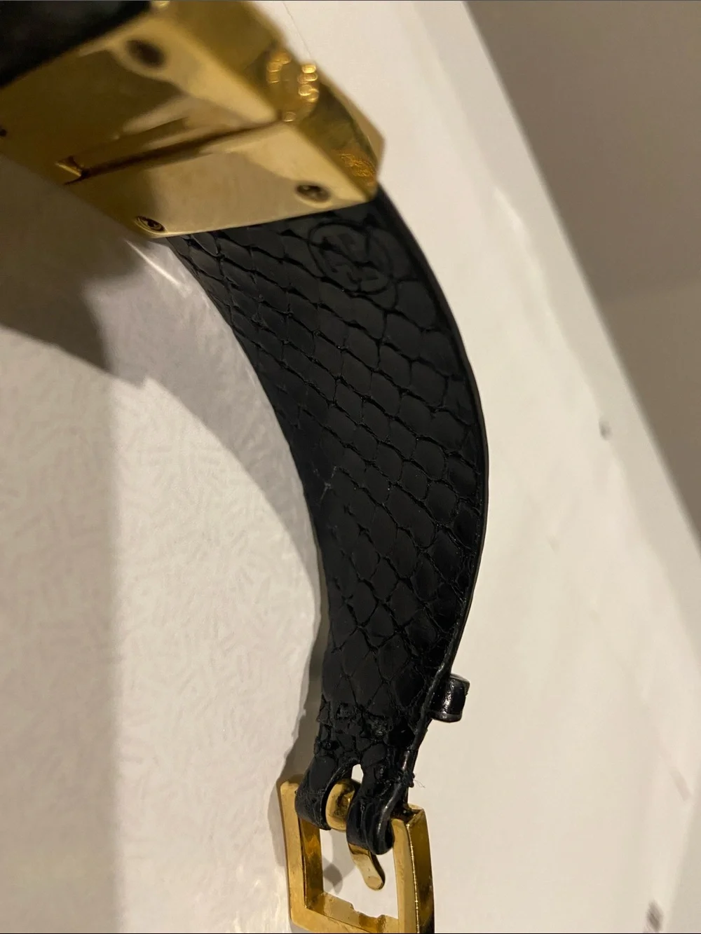 Tory Burch Black Leather Cuff with Gold Logo Plaque